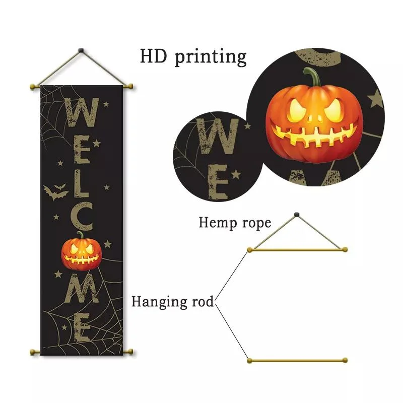 New Arrivals LED Lights up Halloween Picture Design Home Decor LED Scroll Hanger Poster