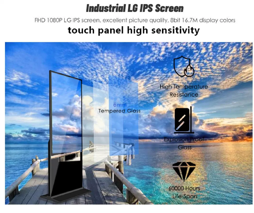 Indoor 4K Resolution 75-Inch Full Screen LED Advertising Poster Screen