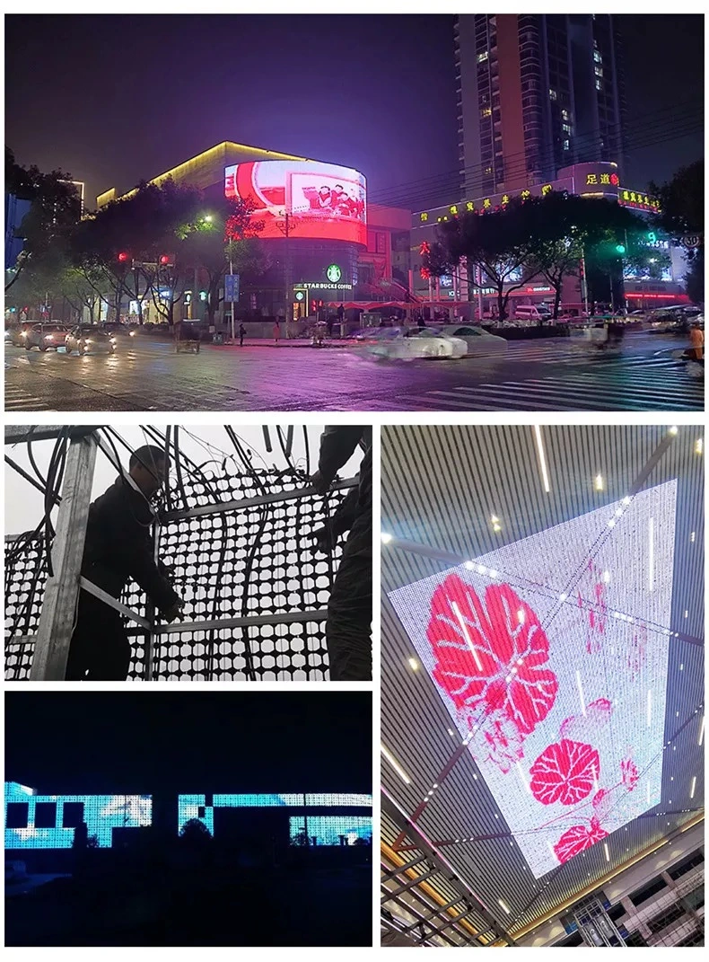 Customize Foldable RGB LED Pixel LED Mesh Screen LED Pixel DOT Media Facade LED Curtain Screen