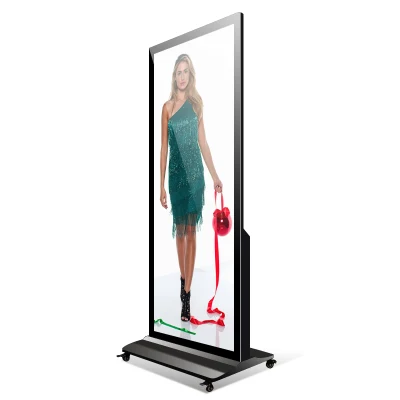 Suporte de piso interno móvel personalizado de 86 polegadas LCD publicidade portátil vertical display de vídeo digital LCD para restaurante